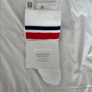Athleta Navy and Red Performance Crew Socks